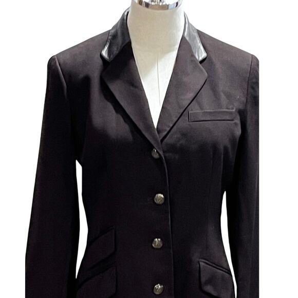 Lauren Ralph Lauren Green Label Brown equestrian Wool/leather Coat Blazer sz 4 - Picture 1 of 11